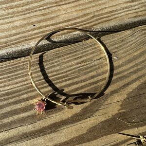 Elegant Gold bangle Bracelet with Pink Gemstone